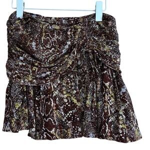 Free People Saturday Sunday Side Zip Mini Skirt In Brown Combo Size XS